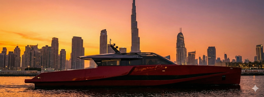 Luxury yacht sunset Dubai